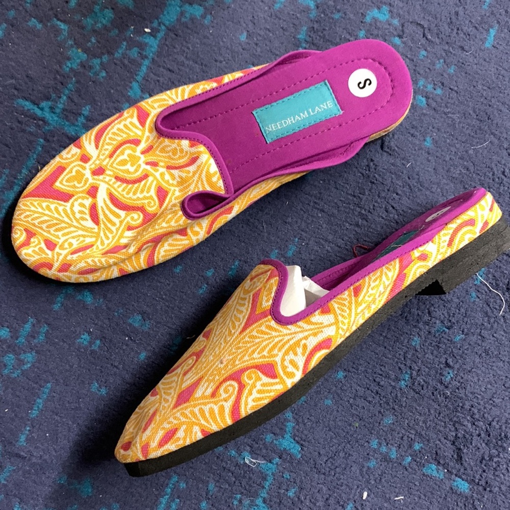 Clare Orange canvas slippers - Needham Lane Ltd.